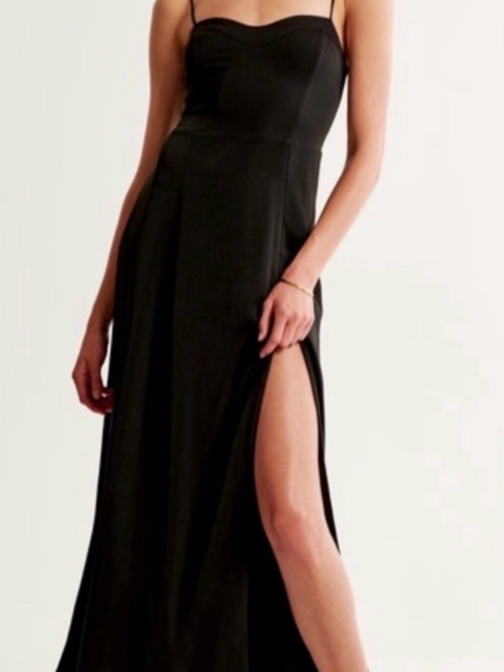 Abercrombie & Fitch The Camille Black Maxi Dress w/Side Slit Size LT